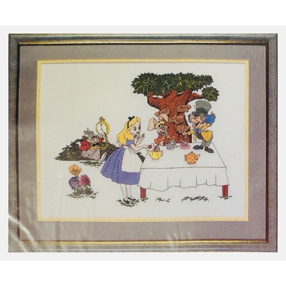 ALICE IN WONDERLAND cross stitch kit THE DISNEY CATALOG Mad Hatter Tea Party